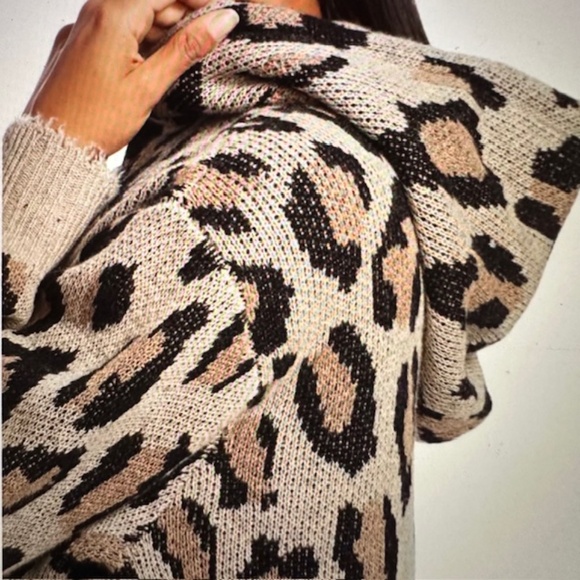 R13 Cashmere Hoodie Oversized Sweater Long Sleeve Leopard🌸 - Picture 2 of 16